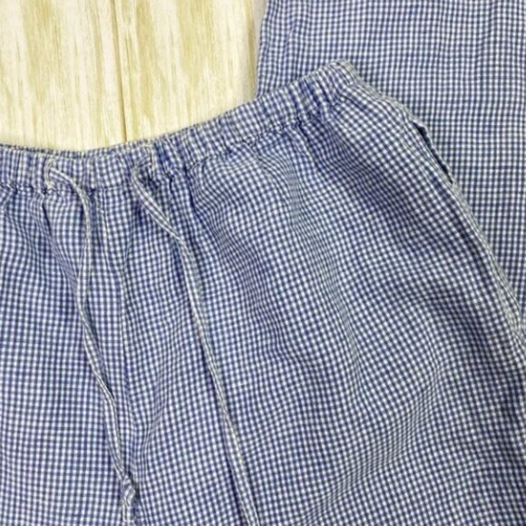 Vintage Solutions Casual Wear Blue White Gingham Linen Cotton Blend Pants - Picture 3 of 3